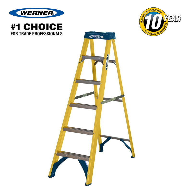 Werner Fibreglass Swingback Step Ladder 6 Tread SWH 2.59m