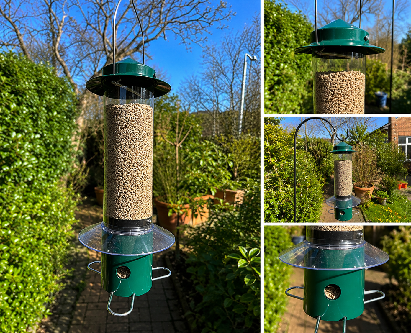 Green & Blue Pest-Proof Bird Feeder – Outdoor Garden Wild Bird Feeding Station